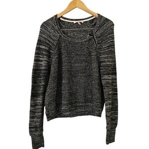 Victoria's Secret‎ Sweater Black White Motto Zipper Accent
